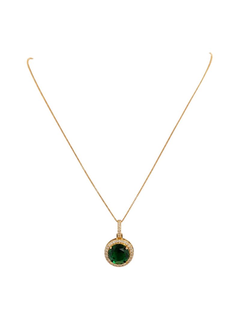 Colar Folheado a Ouro 18k e Prata Design Circulo Cravejado