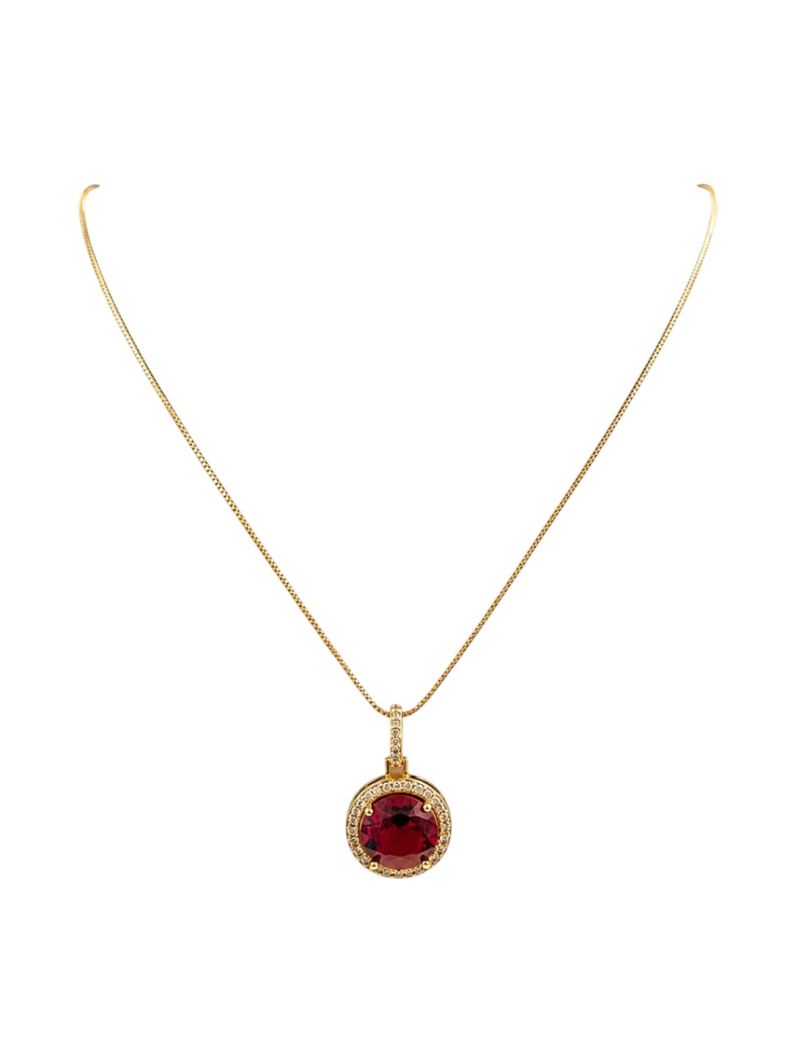 Colar Folheado a Ouro 18k e Prata Design Circulo Cravejado