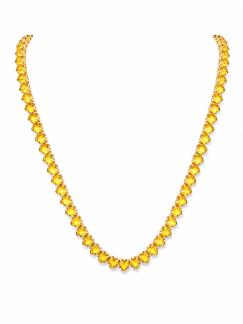 Colar Folheado a Ouro 18k e Prata Design Corações de Cristais