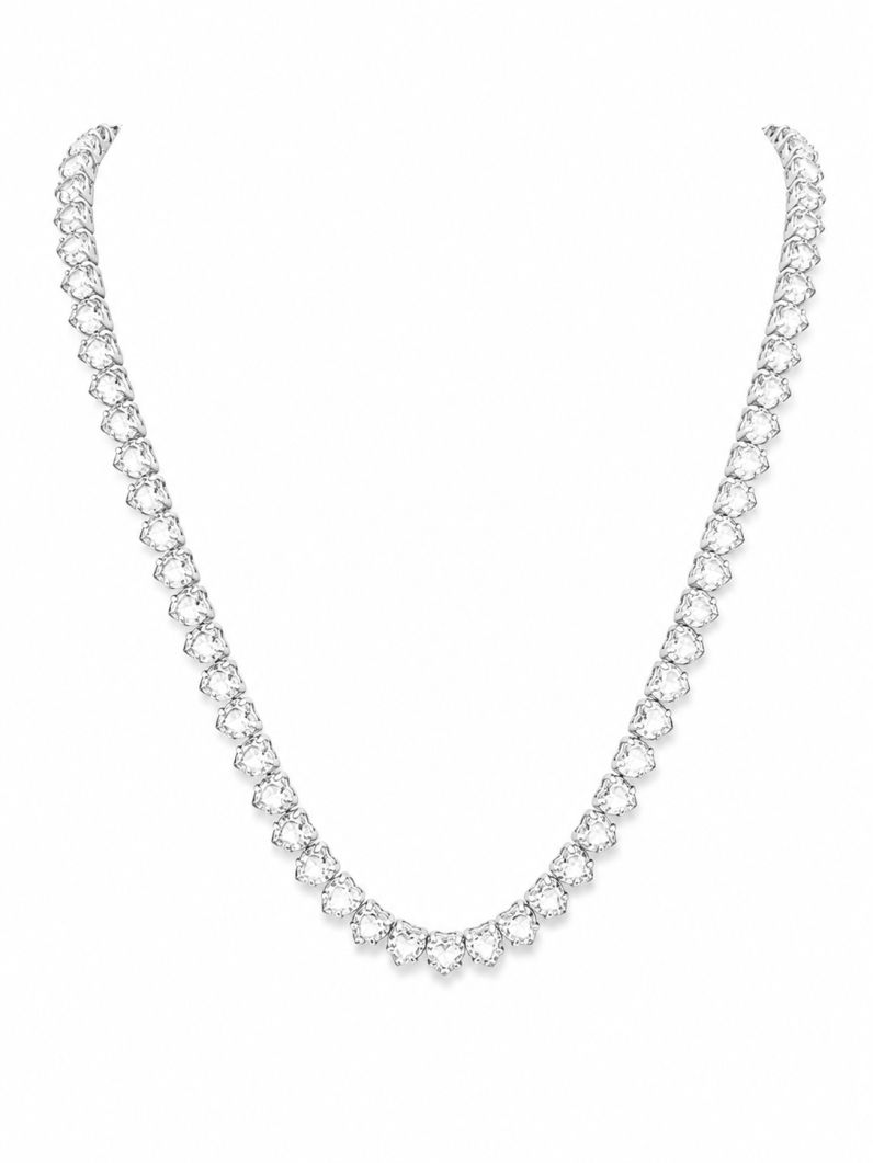 Colar Folheado a Ouro 18k e Prata Design Corações de Cristais