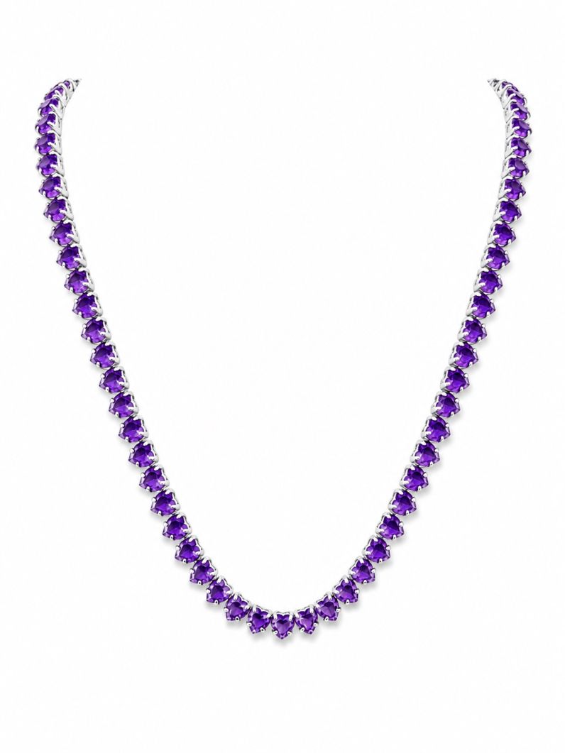 Colar Folheado a Ouro 18k e Prata Design Corações de Cristais