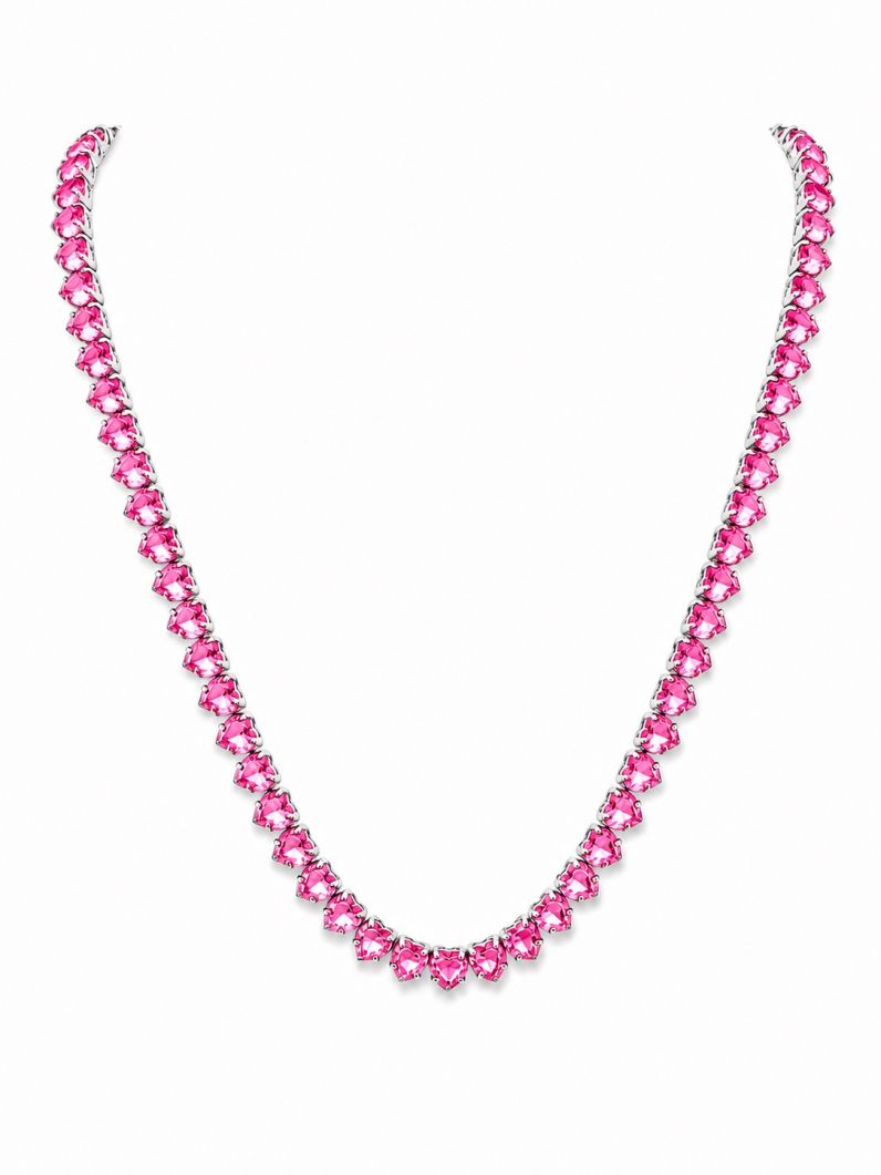 Colar Folheado a Ouro 18k e Prata Design Corações de Cristais