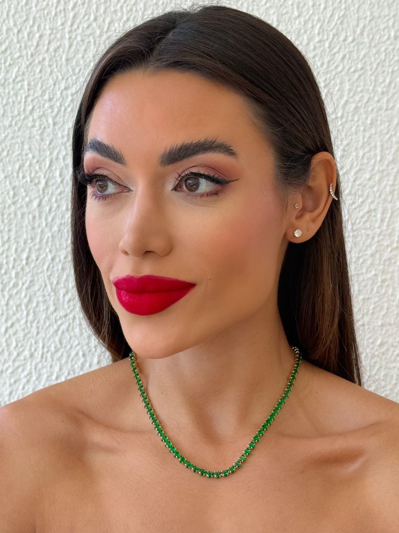 Colar Folheado a Ouro 18k e Prata Design Corações de Cristais