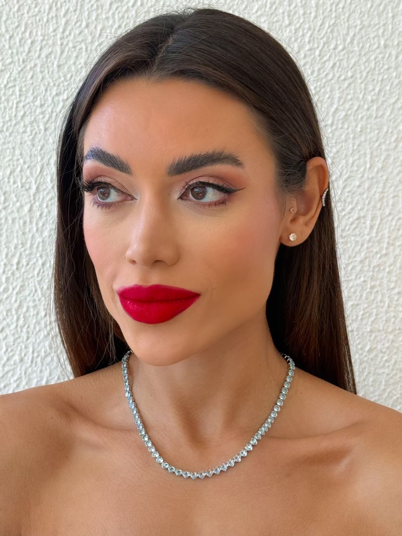 Colar Folheado a Ouro 18k e Prata Design Corações de Cristais