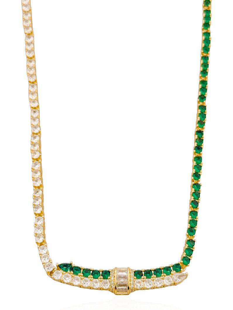 Colar Folheado a Ouro 18k e Prata Design Cravejado Cristais