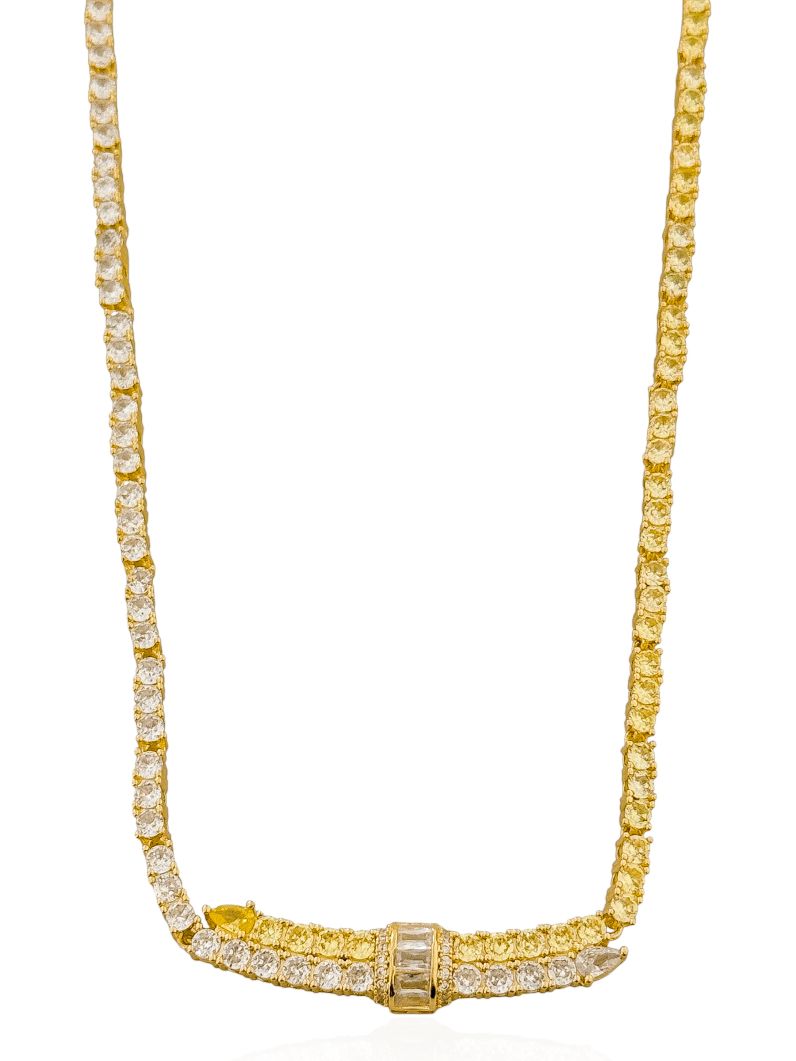 Colar Folheado a Ouro 18k e Prata Design Cravejado Cristais