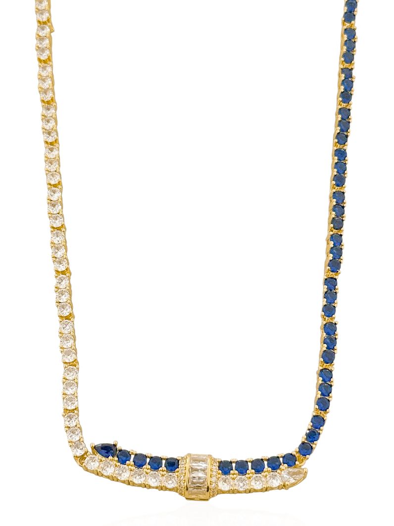 Colar Folheado a Ouro 18k e Prata Design Cravejado Cristais