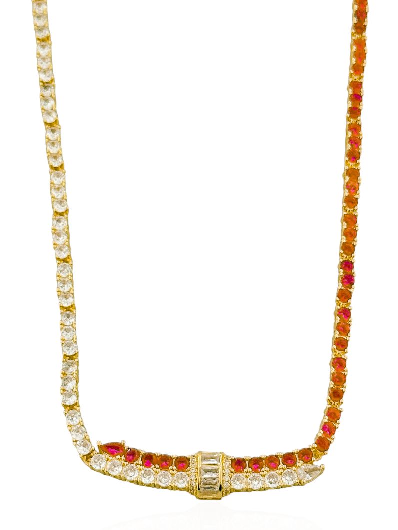 Colar Folheado a Ouro 18k e Prata Design Cravejado Cristais
