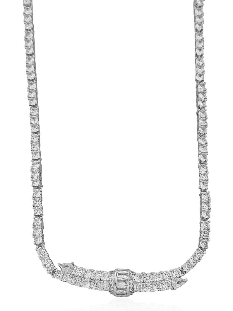 Colar Folheado a Ouro 18k e Prata Design Cravejado Cristais