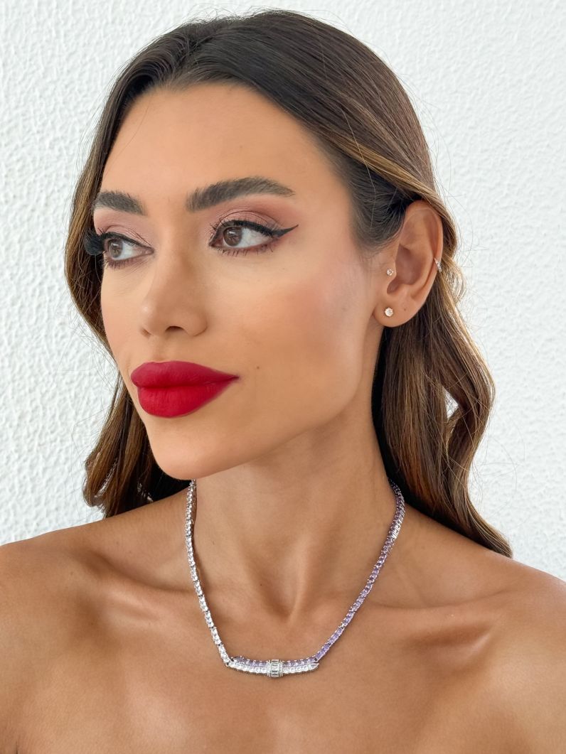 Colar Folheado a Ouro 18k e Prata Design Cravejado Cristais