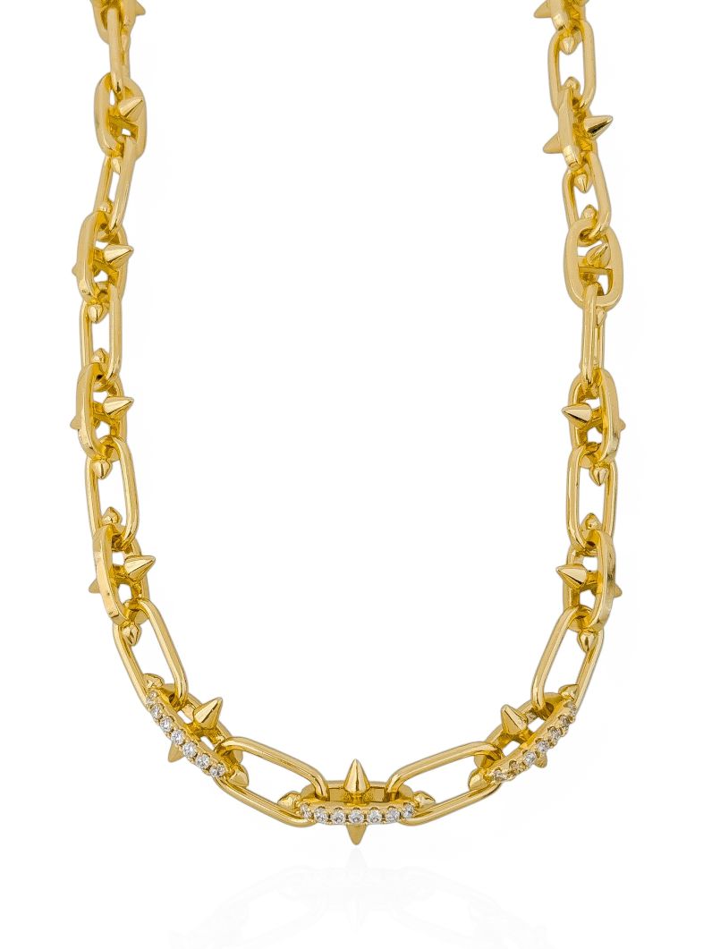 Colar Folheado a Ouro 18k e Prata Design Elos Modernos Detalhados