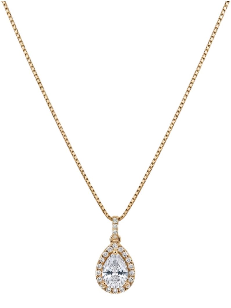 Colar Folheado a Ouro 18k e Prata Design Gota de Cristal