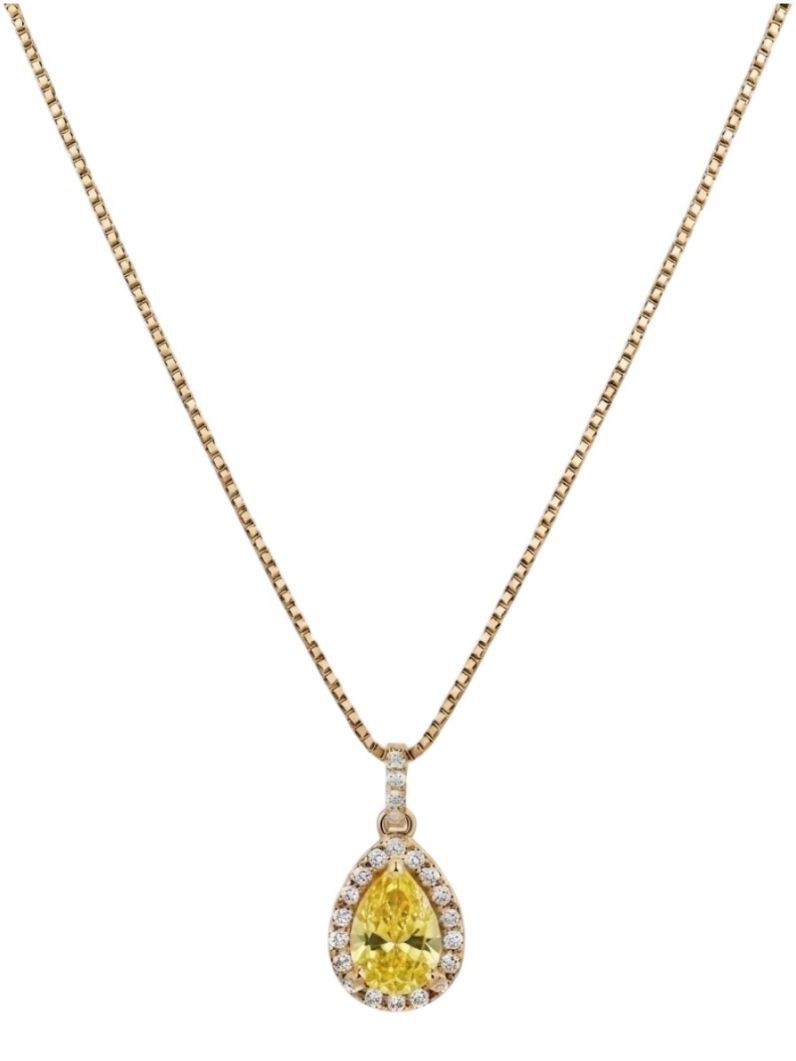 Colar Folheado a Ouro 18k e Prata Design Gota de Cristal