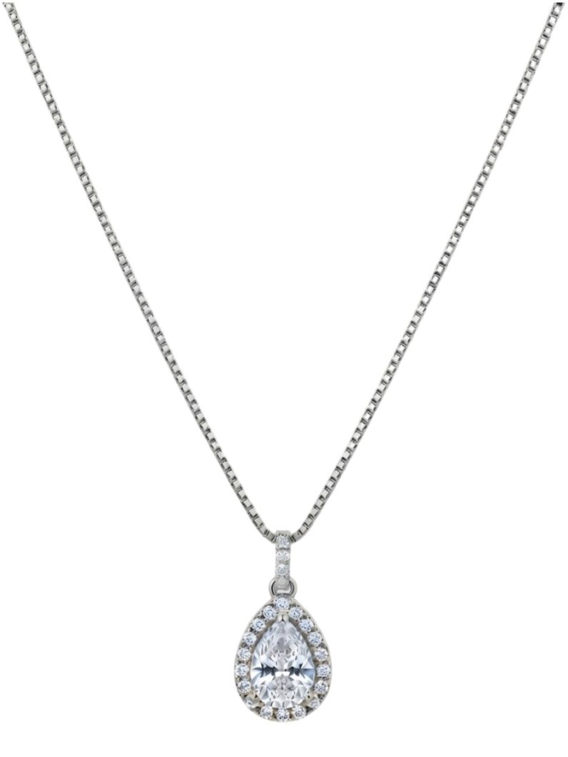 Colar Folheado a Ouro 18k e Prata Design Gota de Cristal