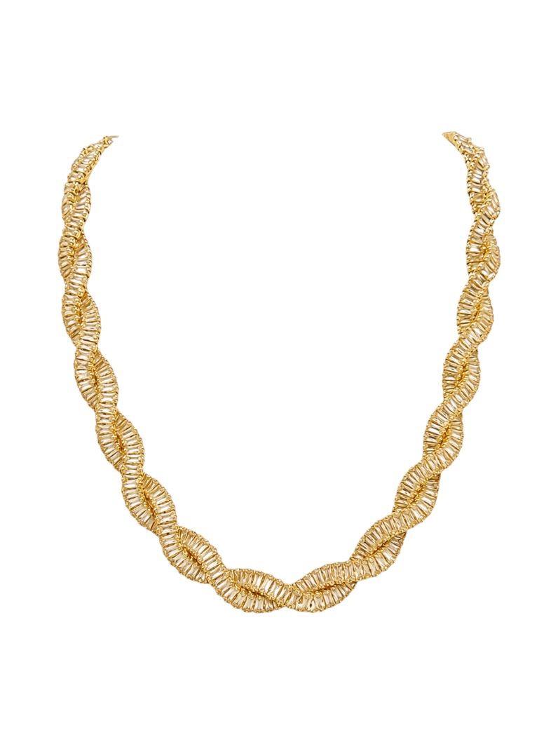 Colar Folheado a Ouro 18k e Prata Design Navetes Cruzados