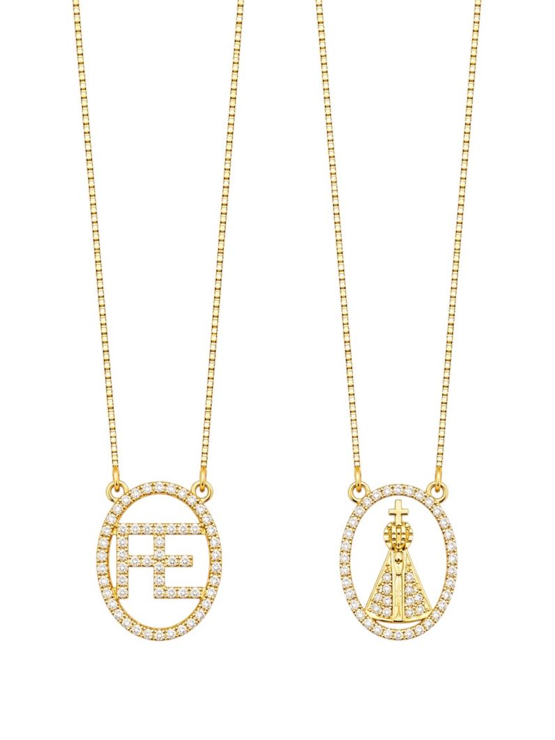 Colar Folheado a Ouro 18k e Prata Design Nossa Senhora