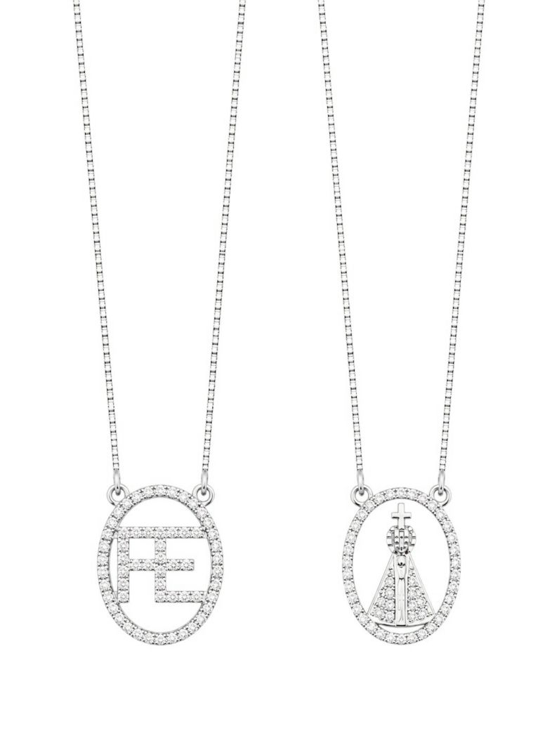 Colar Folheado a Ouro 18k e Prata Design Nossa Senhora