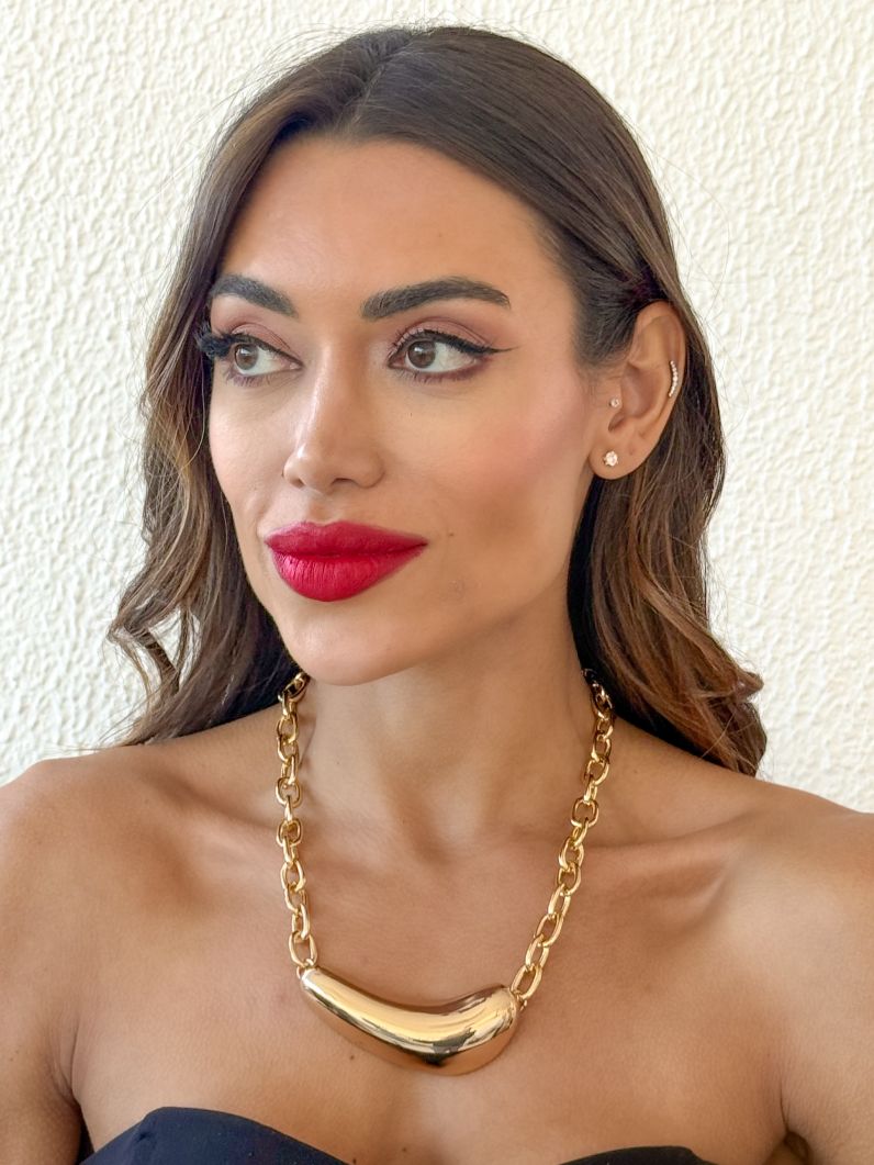 Colar Folheado a Ouro 18k e Prata Design Organico Liso