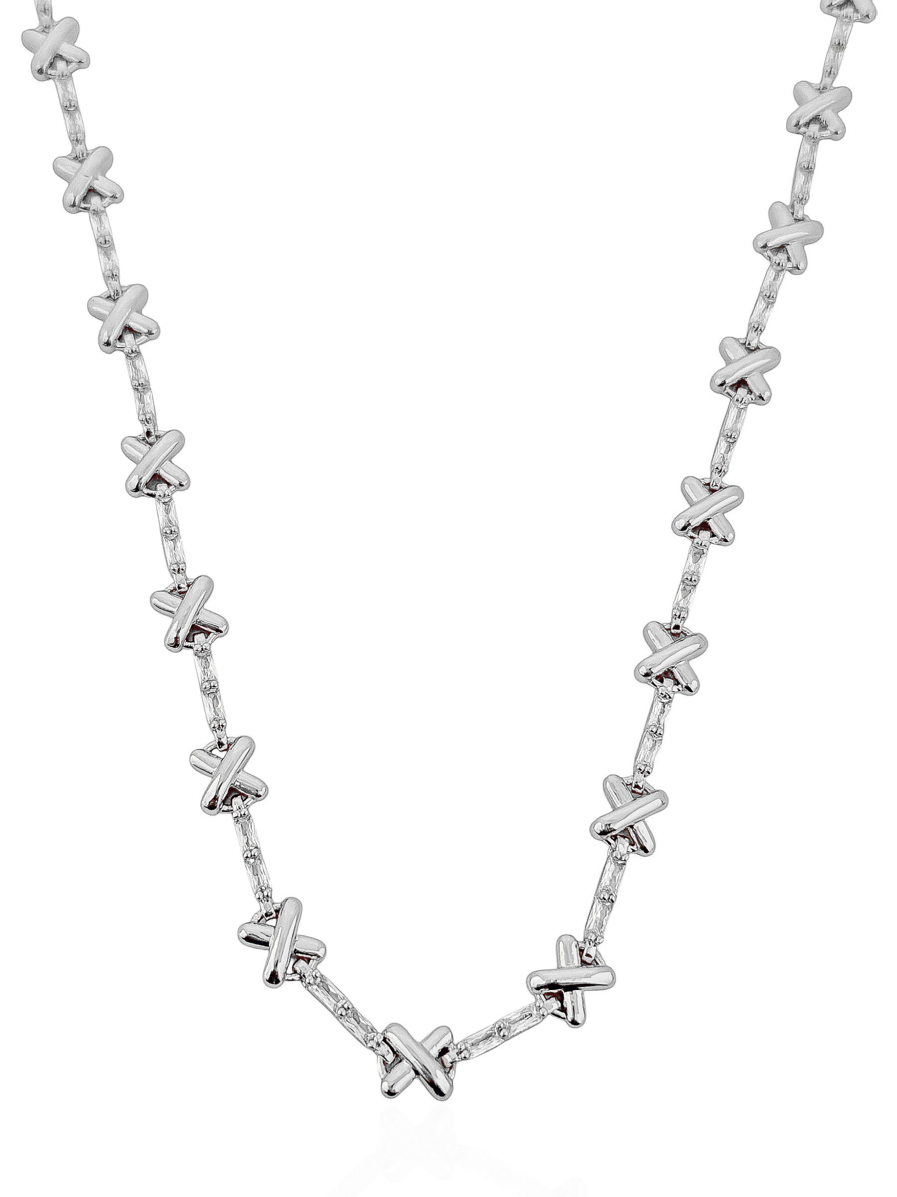 Colar Folheado a Ouro 18k e Prata Design 'X' com Navetes