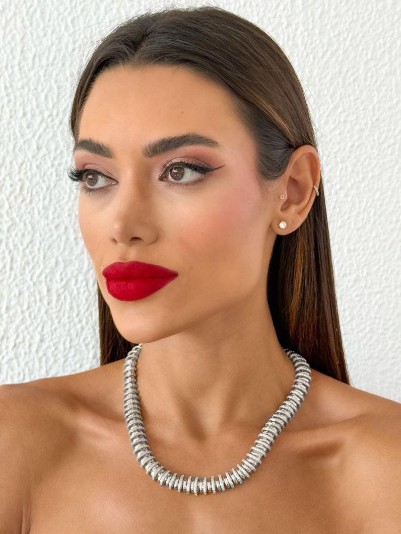 Colar Folheado a Ouro 18k e Prata Discos Cravejados em Zircônia