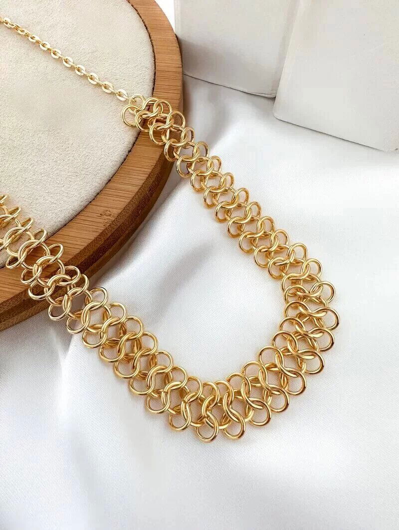 Colar Folheado a Ouro 18k e Prata Elo Design Infinito