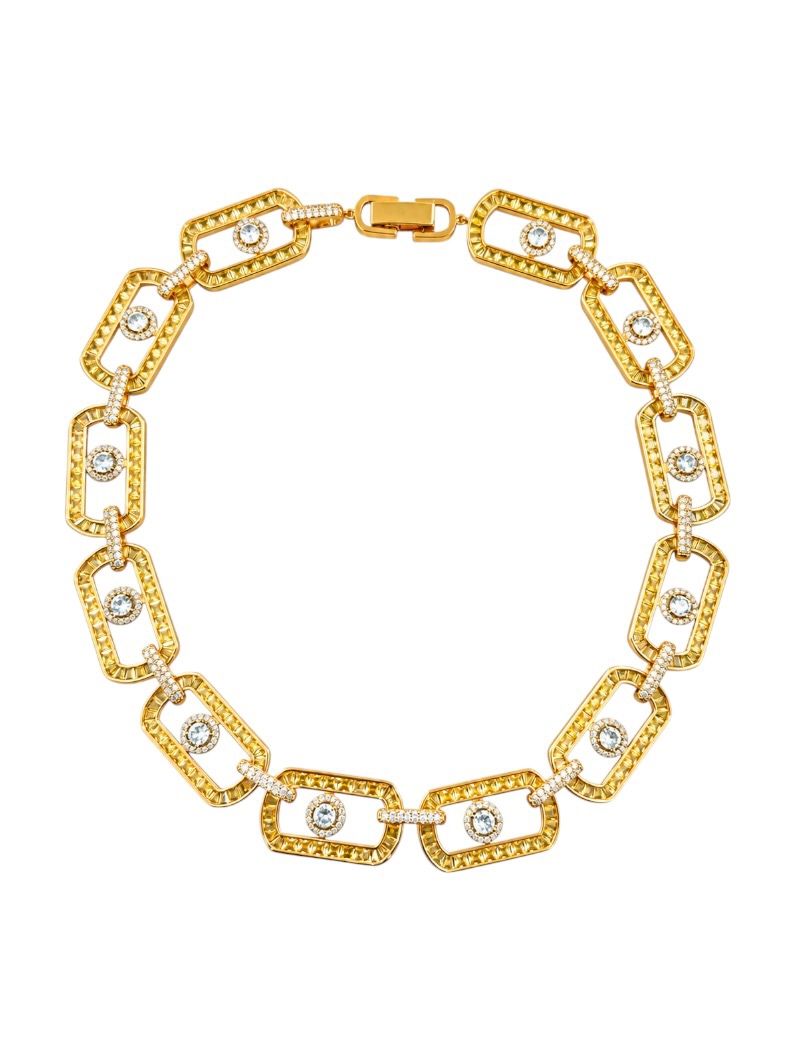 Colar Folheado a Ouro 18k e Prata Elos Cravejados