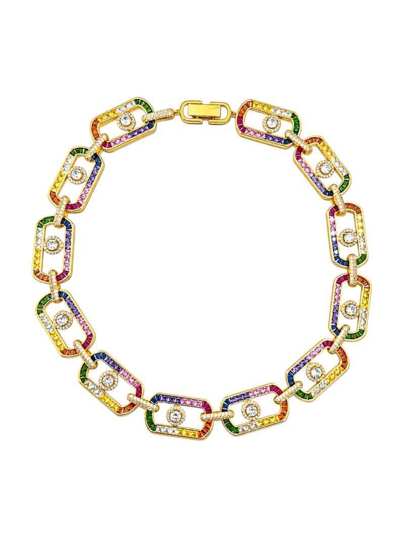 Colar Folheado a Ouro 18k e Prata Elos Cravejados