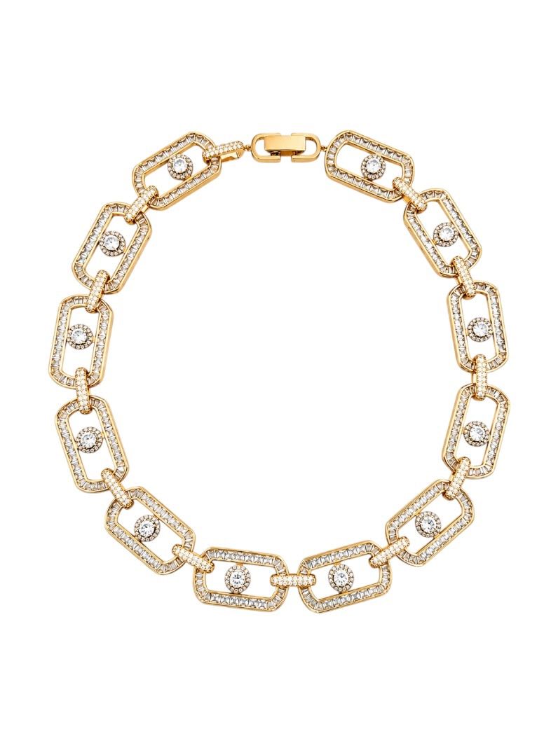 Colar Folheado a Ouro 18k e Prata Elos Cravejados