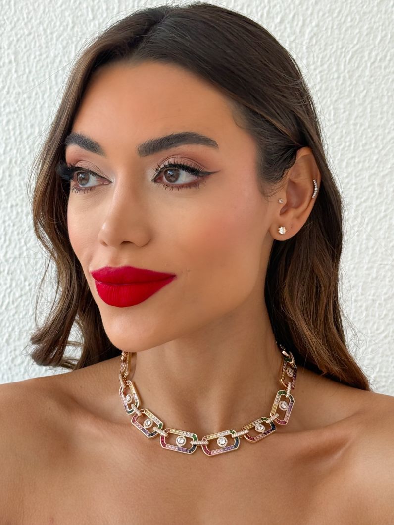 Colar Folheado a Ouro 18k e Prata Elos Cravejados