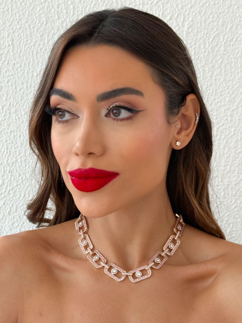 Colar Folheado a Ouro 18k e Prata Elos Cravejados