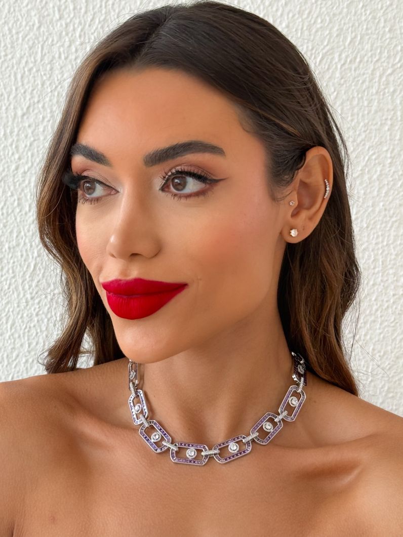 Colar Folheado a Ouro 18k e Prata Elos Cravejados