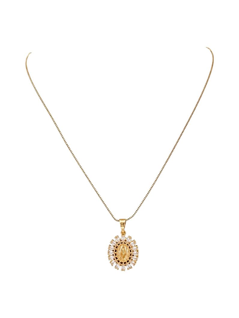 Colar Folheado a Ouro 18k e Prata Espirito Santo com Zirconias