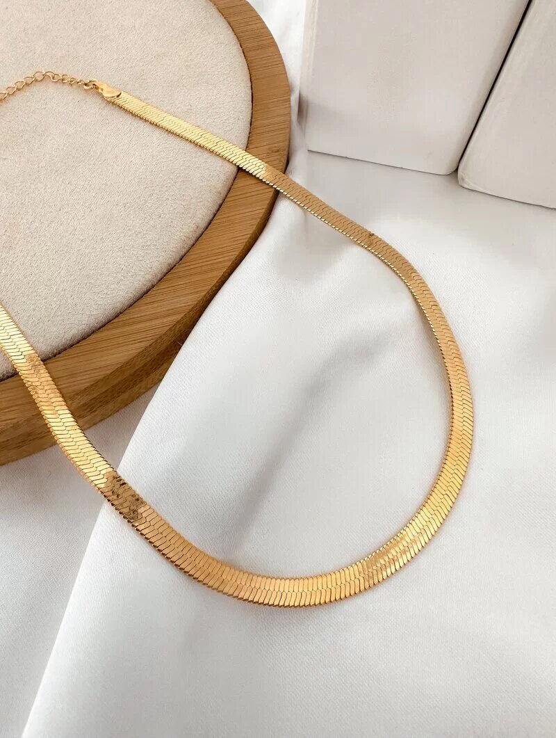 Colar Folheado a Ouro 18k e Prata Fita Laminada