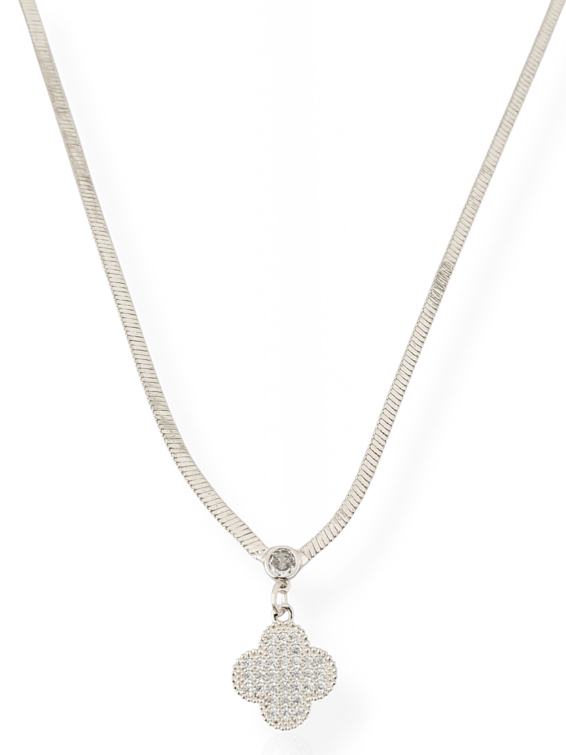 Colar Folheado a Ouro 18k e Prata Fita Laminada Com Pingente Inspiração Vg Cravejado