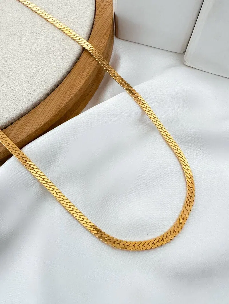 Colar Folheado a Ouro 18k e Prata Fita Trabalhada