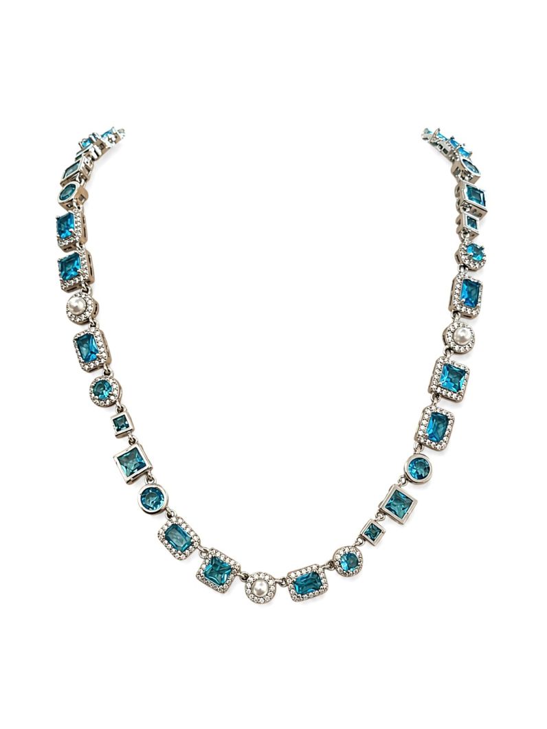 Colar Folheado a Ouro 18k e Prata Formas Geometricas de Cristais