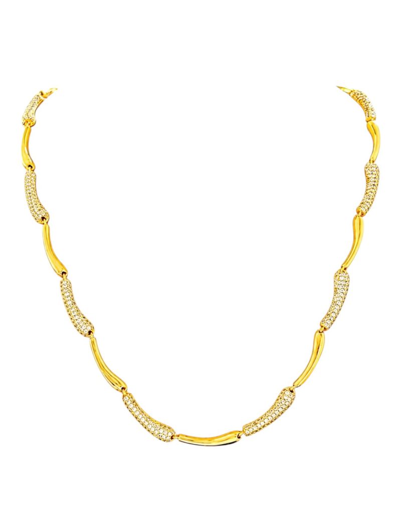 Colar Folheado a Ouro 18k e Prata Gotas Cravejadas e Lisas