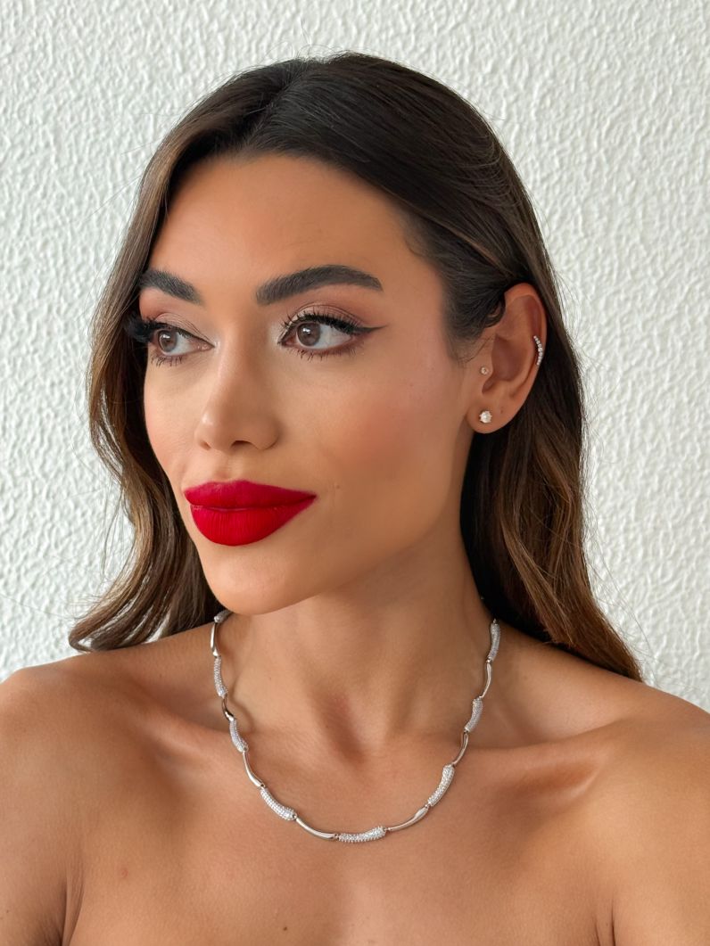 Colar Folheado a Ouro 18k e Prata Gotas Cravejadas e Lisas