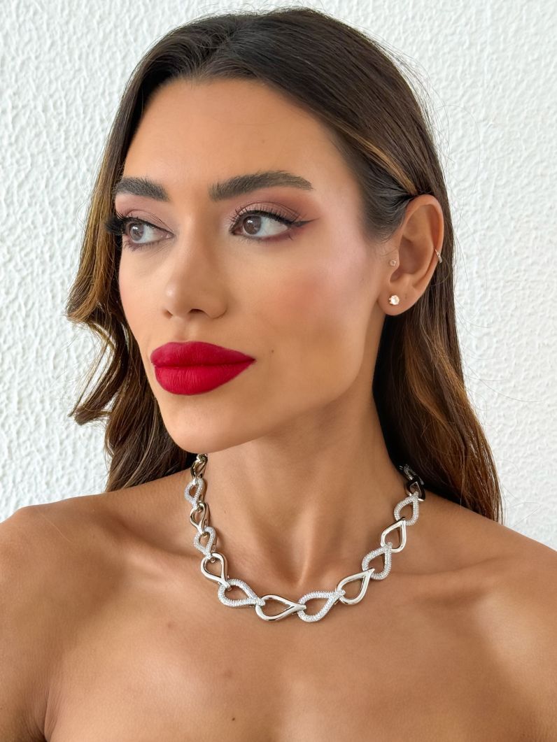 Colar Folheado a Ouro 18k e Prata Gotas Lisas e Cravejadas
