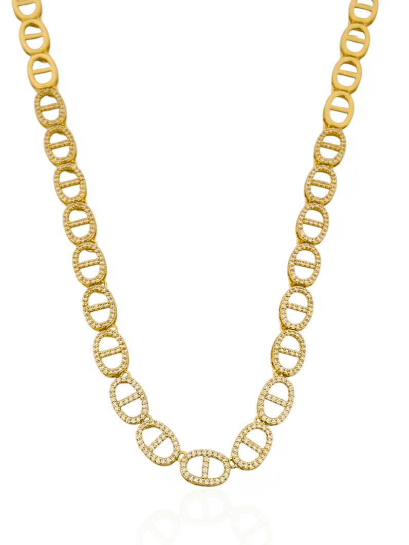 Colar Folheado a Ouro 18k e Prata Inspiração Grandes Marcas Liso e Cravejado P