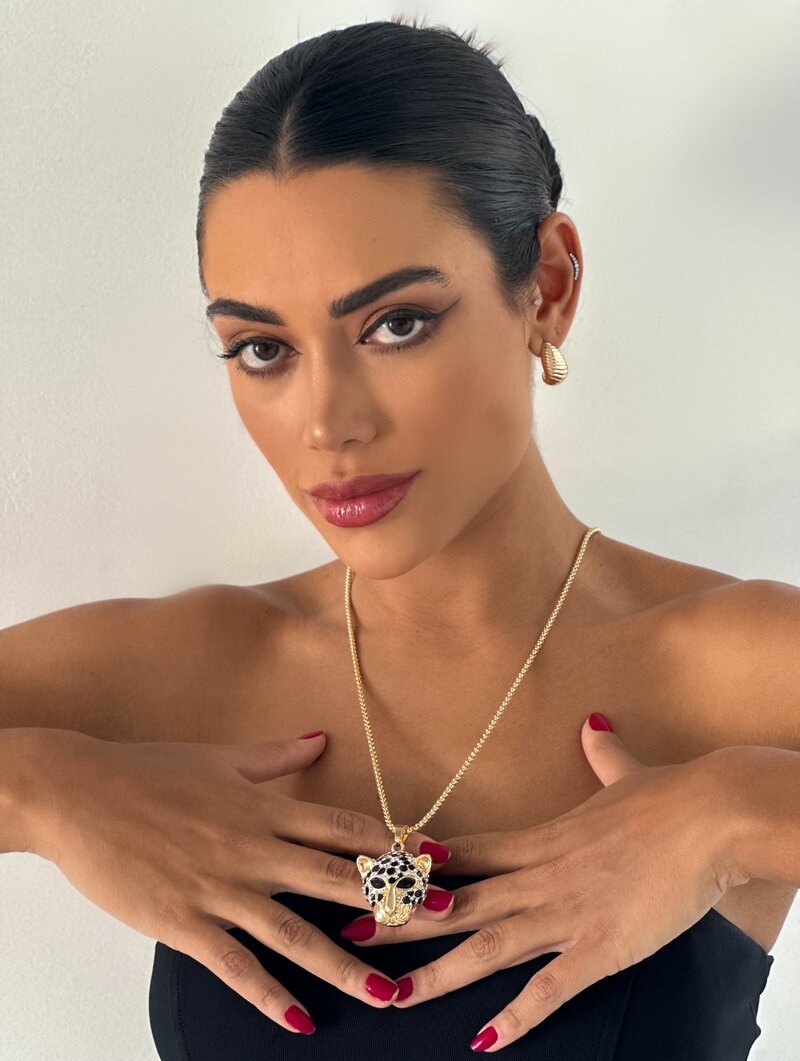 Colar Folheado a Ouro 18k e Prata Leopardo com Micro Zircônias