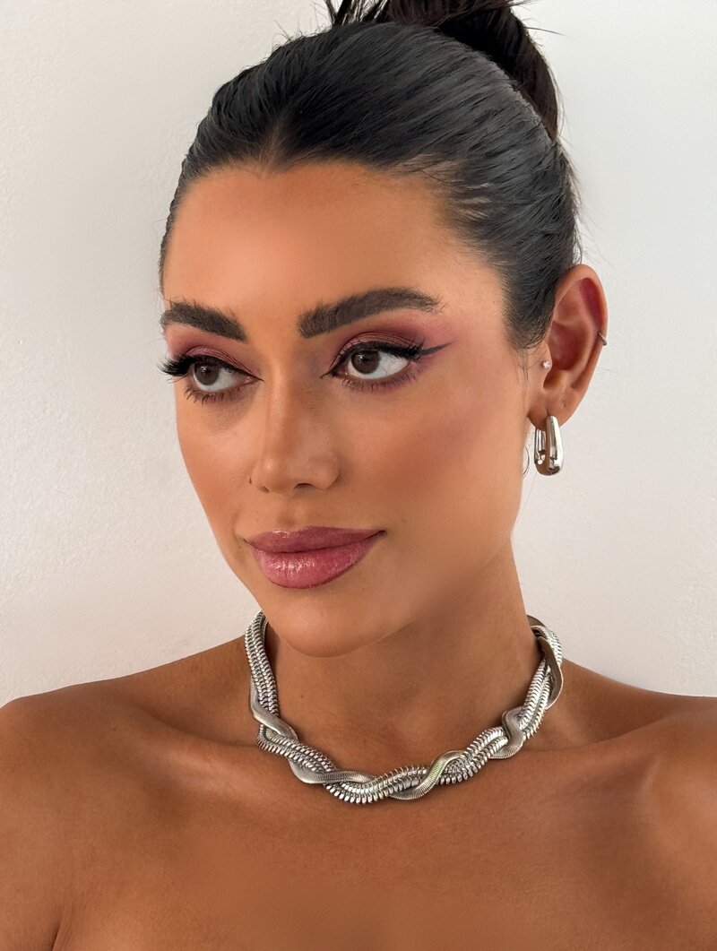 Colar Folheado a Ouro 18k e Prata Malha com Corrente Lacraia