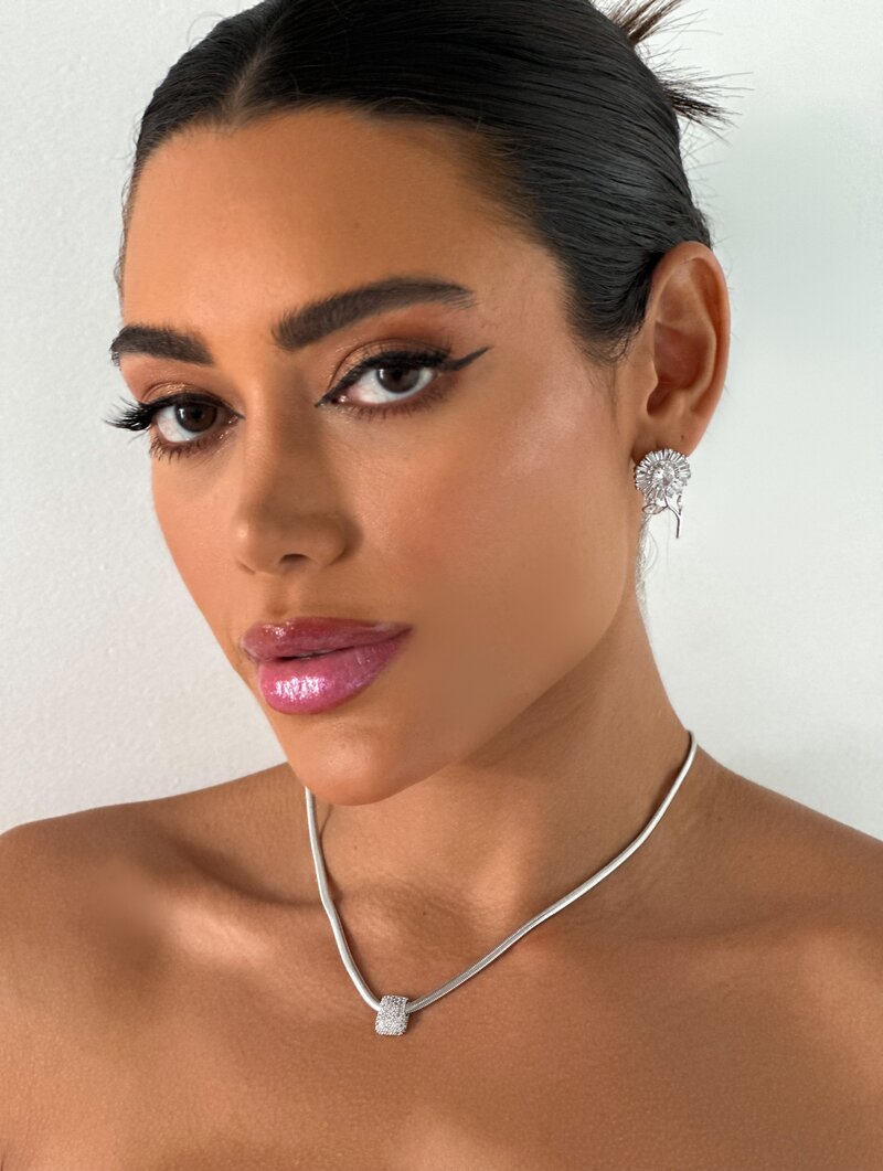 Colar Folheado a Ouro 18k e Prata Malha com Pingente Cravejado