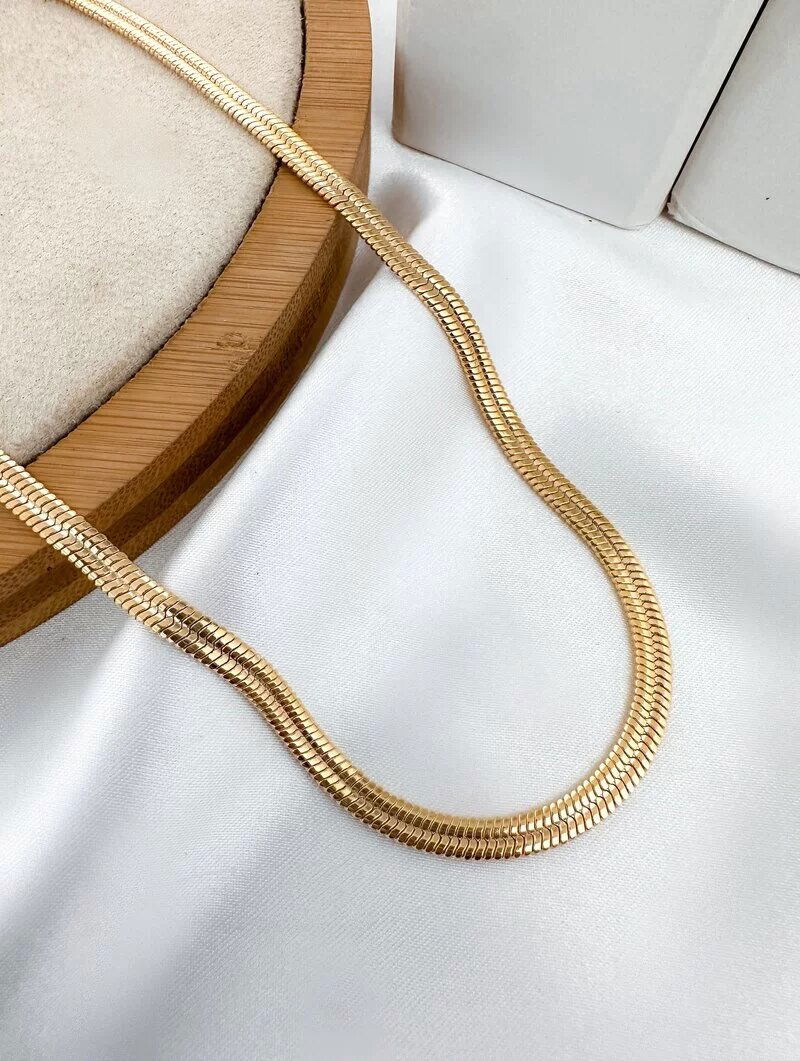 Colar Folheado a Ouro 18k e Prata Malha Dupla