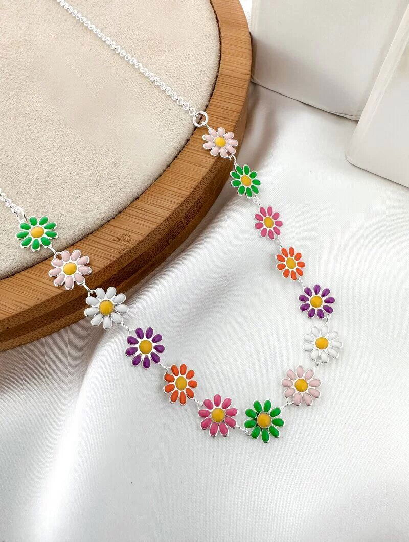 Colar Folheado a Ouro 18k e Prata Margaridas Minimalistas