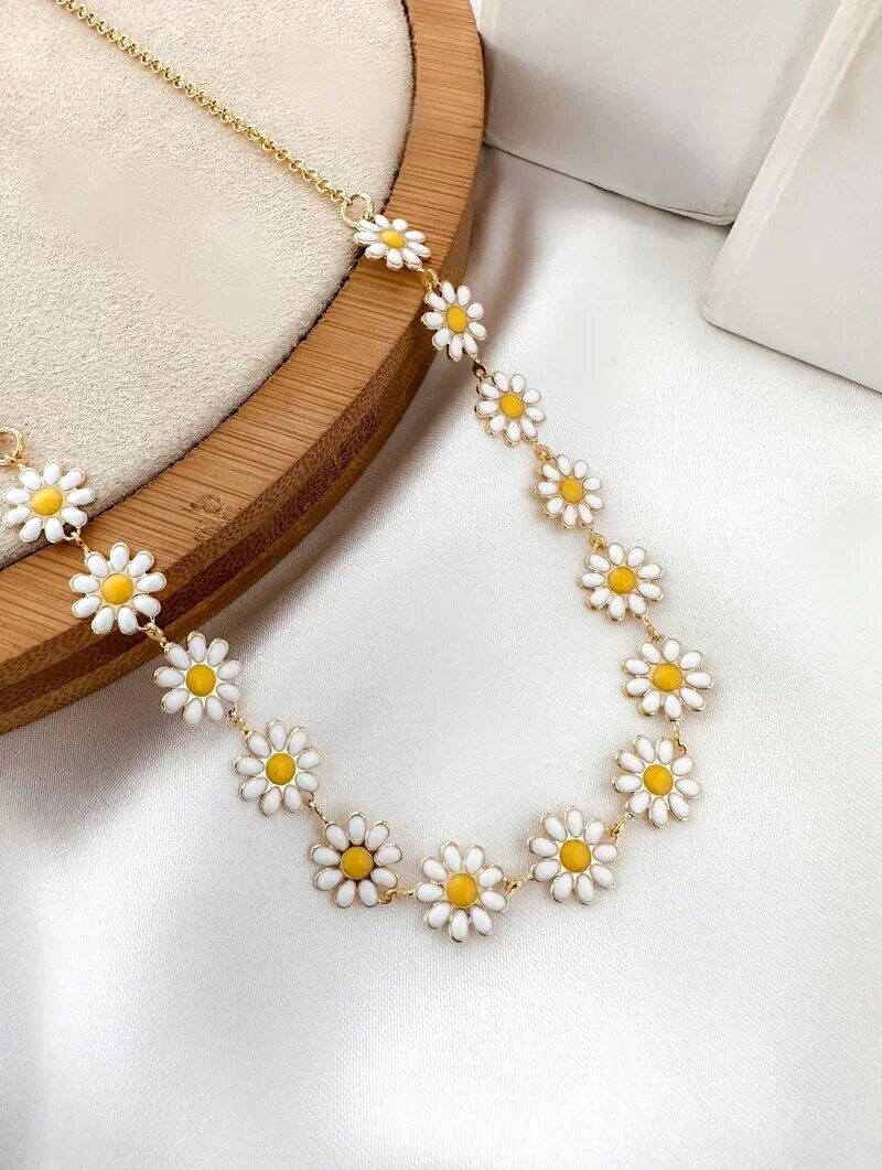 Colar Folheado a Ouro 18k e Prata Margaridas Minimalistas