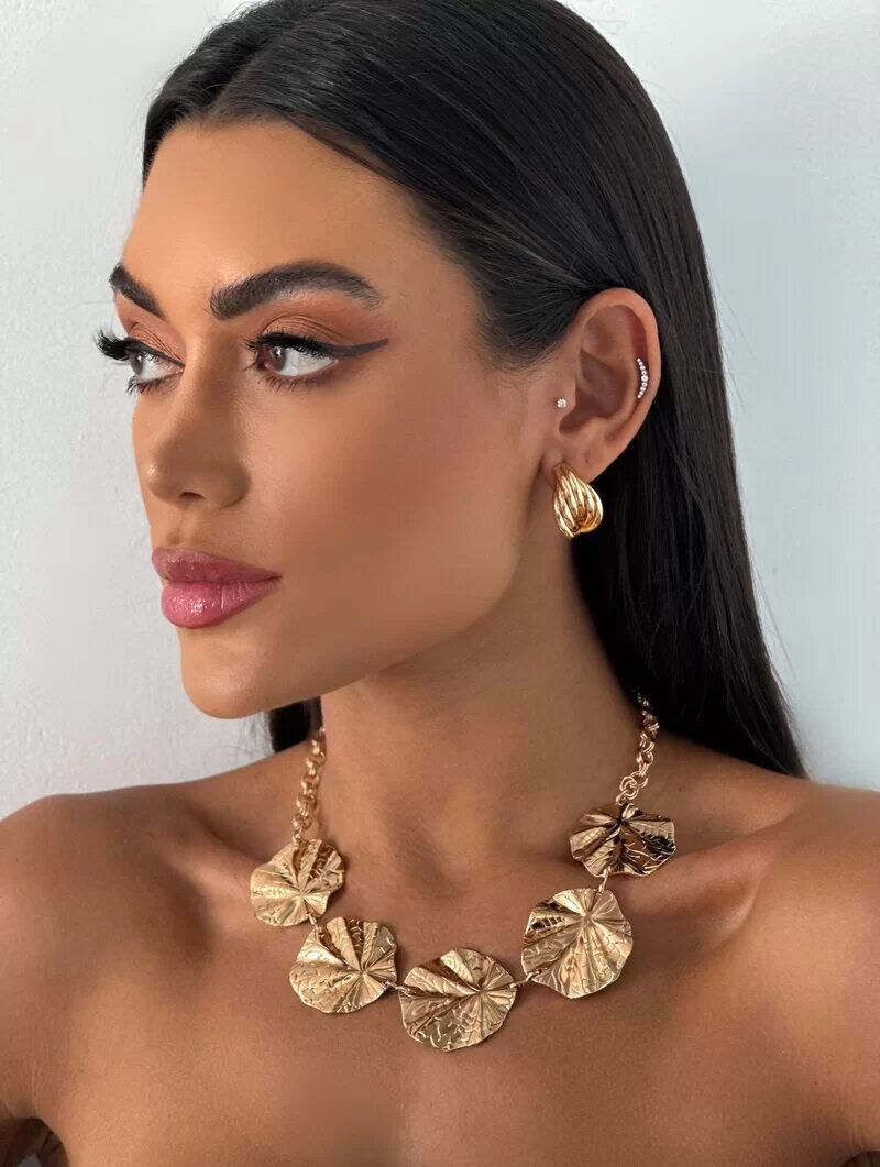 Colar Folheado a Ouro 18k e Prata Maxi Bottons Martelados