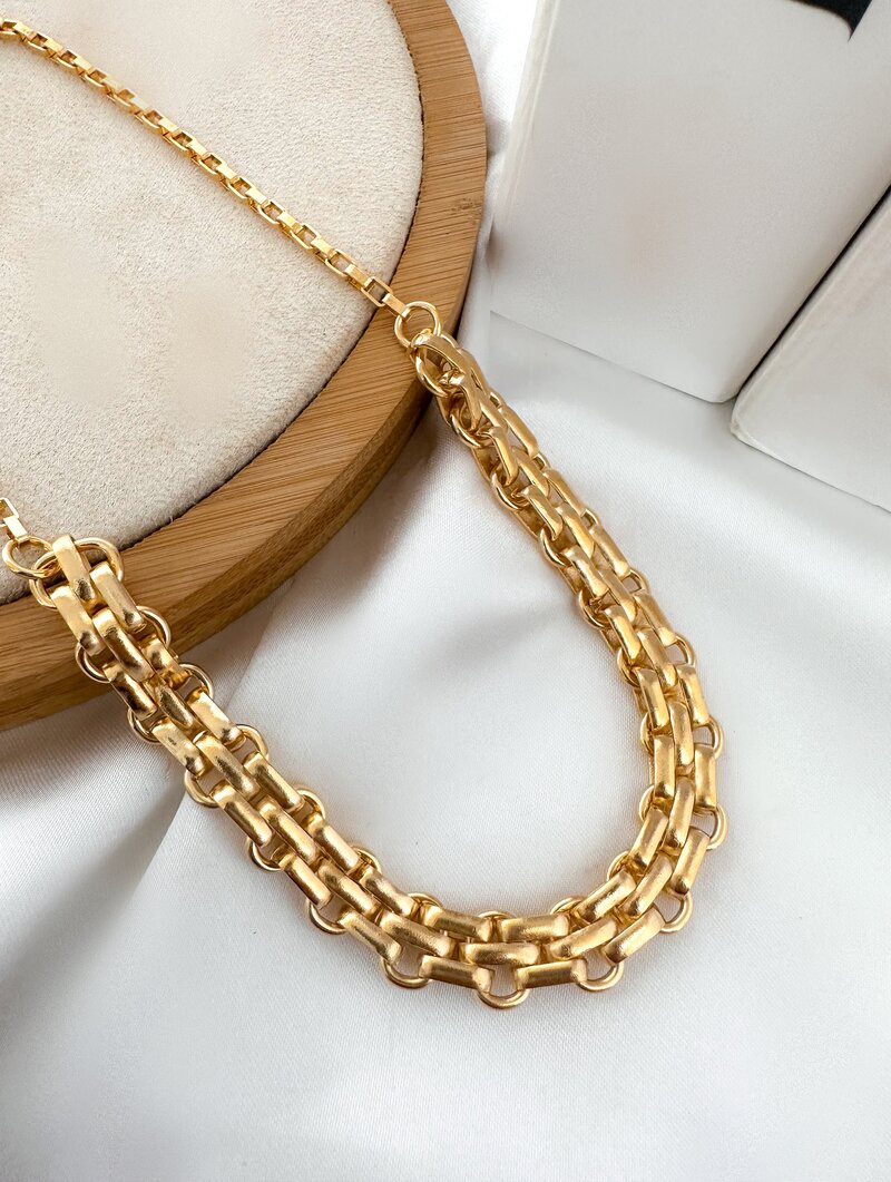 Colar Folheado a Ouro 18k e Prata Maxi Correntaria