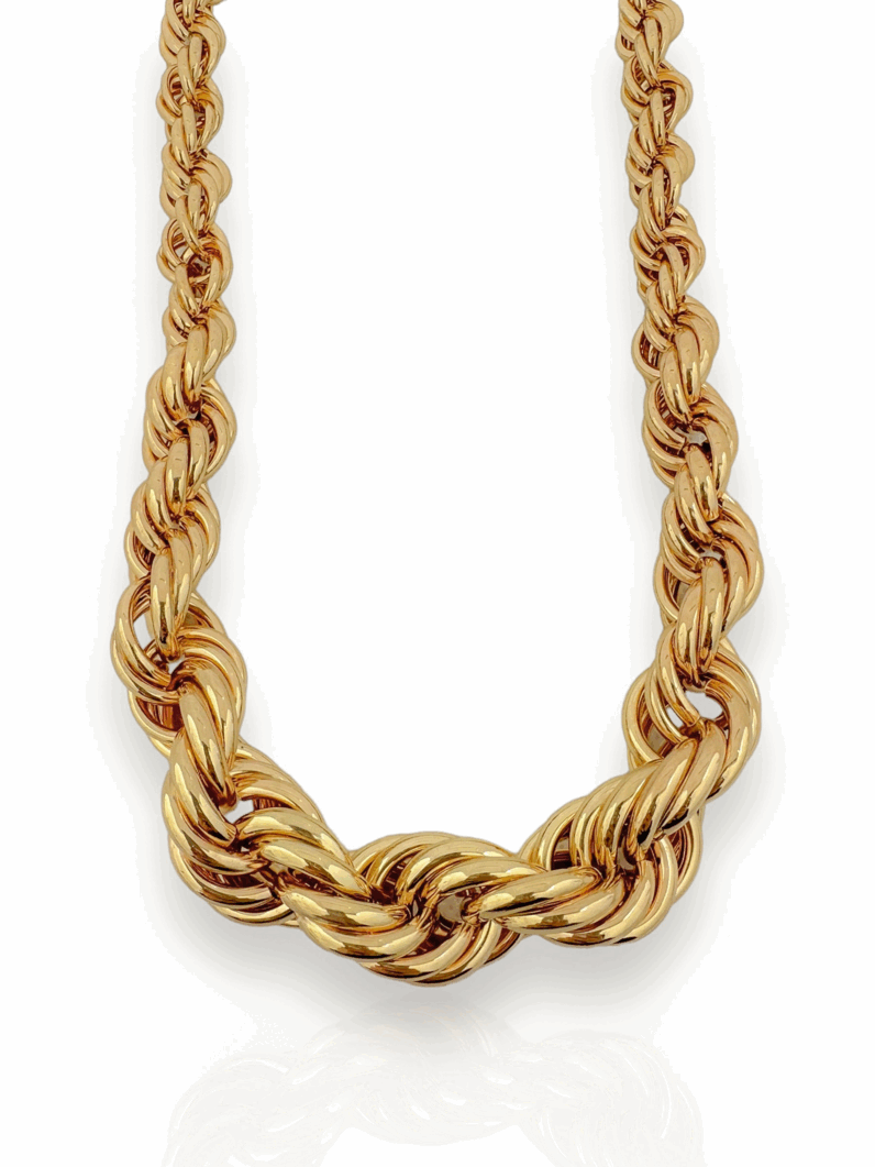 Colar Folheado a Ouro 18k e Prata Maximalista Cordão Baiano