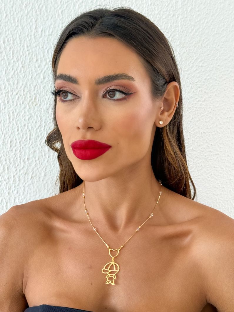 Colar Folheado a Ouro 18k e Prata Menino e e Menina Vazado